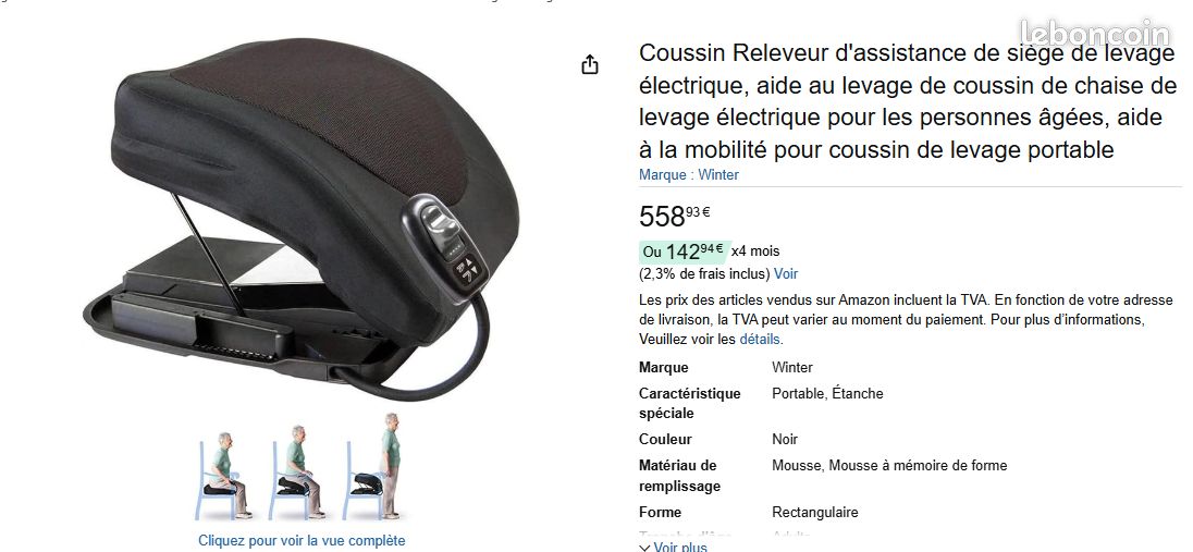 Siège auto souleveur électrique Carex Uplift Premium Power (image 1)