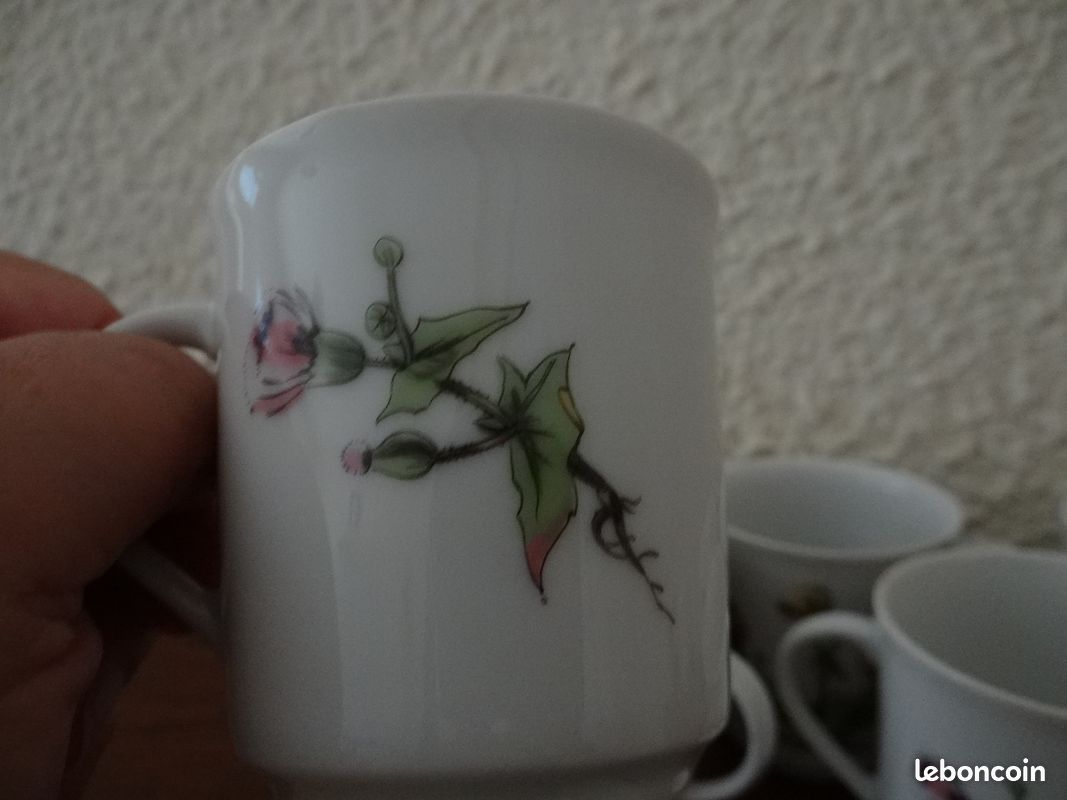Lot de 6 tasses à café Mobil vintage très bon état en porcelaine fine (image 5)