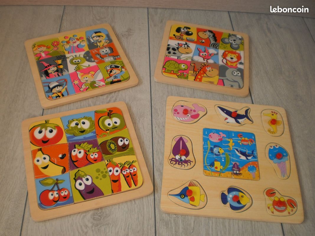 Livraison possible lot de 4 jeux en bois : puzzles et jeux des ombres chinoises (image 1)