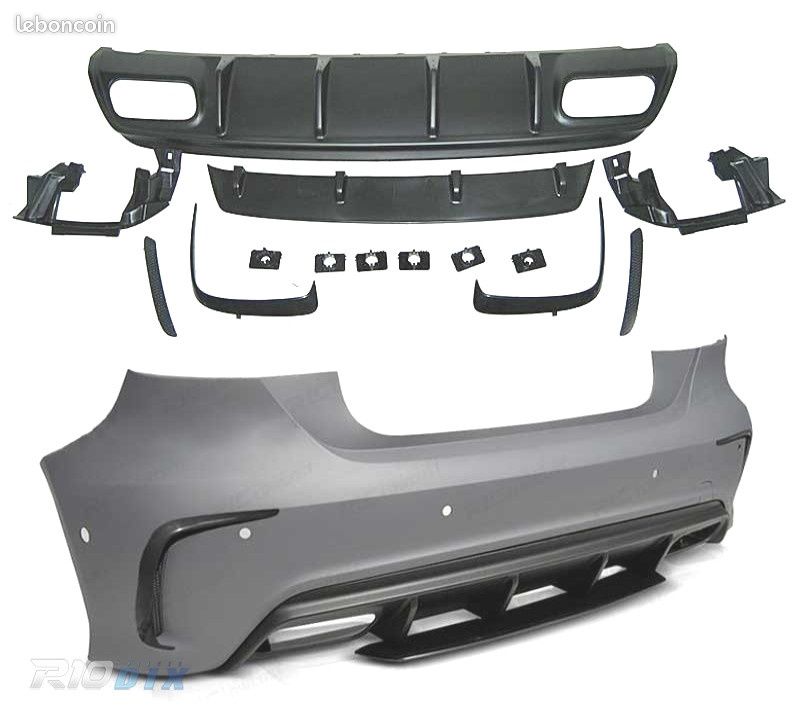 Pare-chocs Arrière Becquet Pour Mercedes Classe A W176 (A200, A250, A45 AMG...) - ABS Noir Brillant - Paire