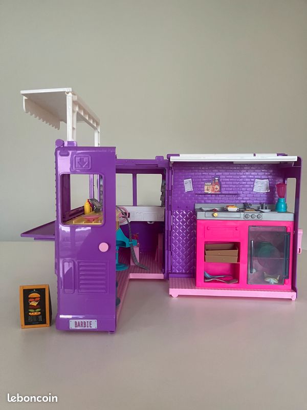 Barbie Foodtruck Violet Mattel GMW07 – Occasion – Nombreux Accessoires (manque Siège Conducteur