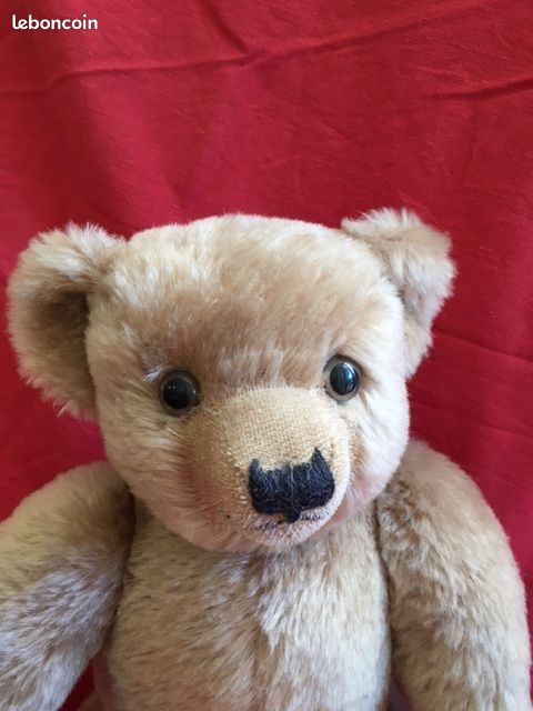 OURS FLORIANT ancien couleur fauve mohair museau crême 63cm mignon propre
