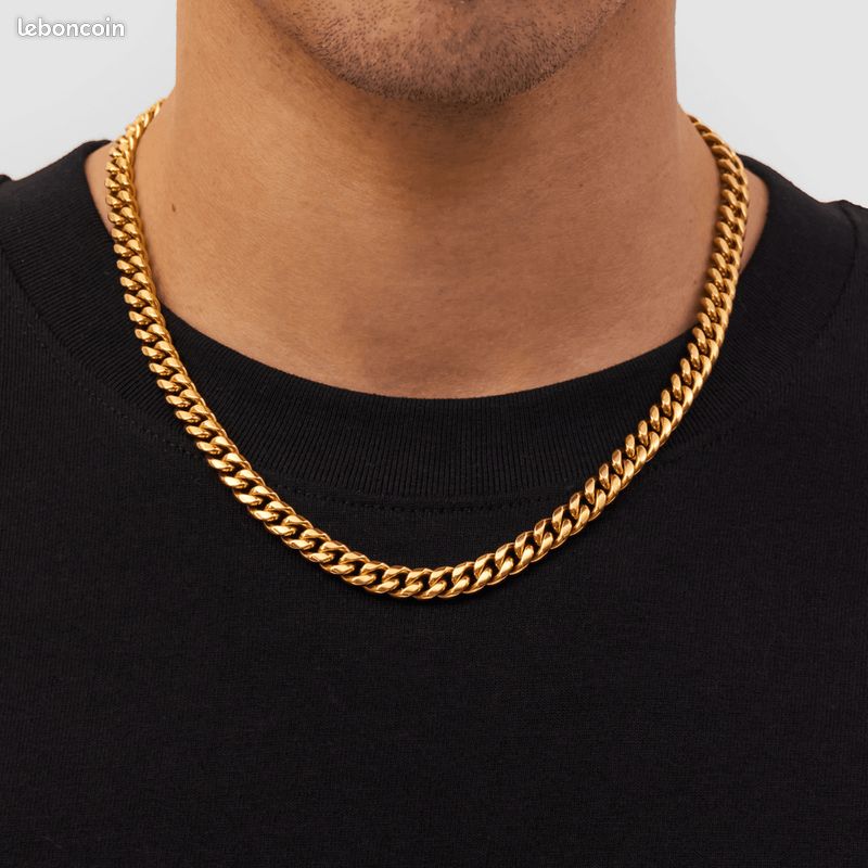 Chaîne Maille Cubaine Plaqué Or - 55 Cm - Qualité Supérieure, Parfaite Pour Un Look élégant