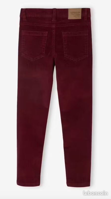 Pantalon slim velours garçon - bordeaux (Vertbaudet) (image 3)