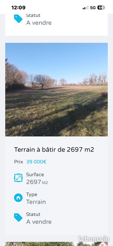 Vente terrain constructible à viabiliser · à Reuilly · 39 000 €