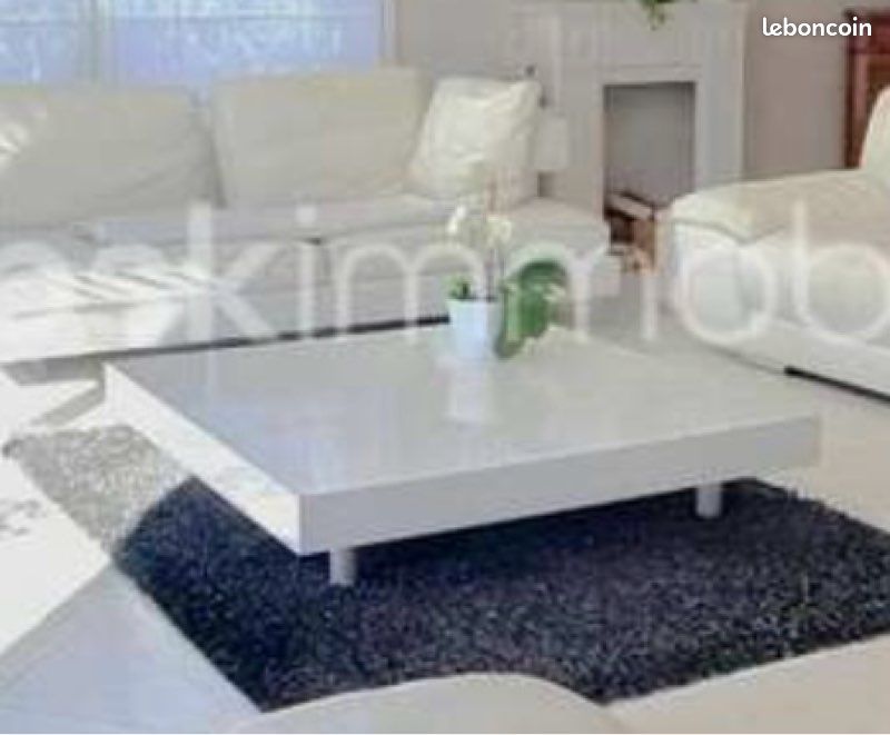 Table basse carrée salon design blanc 1m/1m (image 4)
