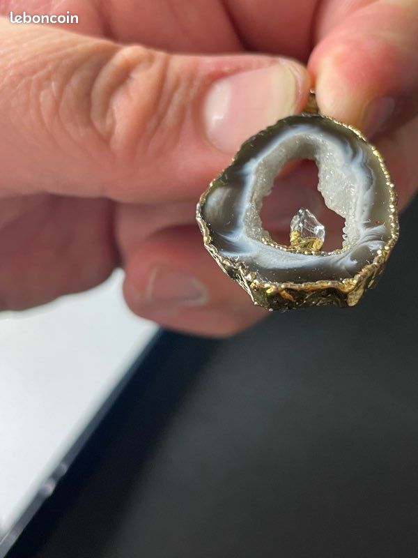 Pendentif tranche Agathe et cristal de roche (image 3)