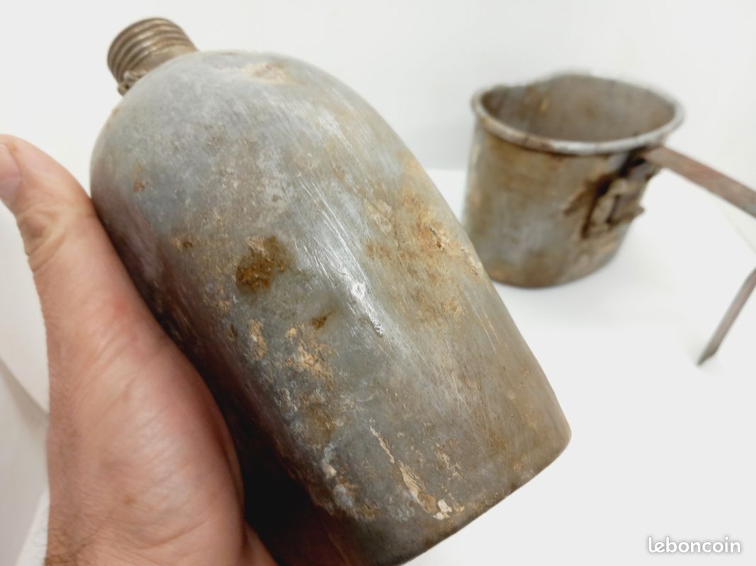 Gourde US WW1 avec Son Quart Modele M1910 Précoce Faite D Une Pièce Militaria (image 13)