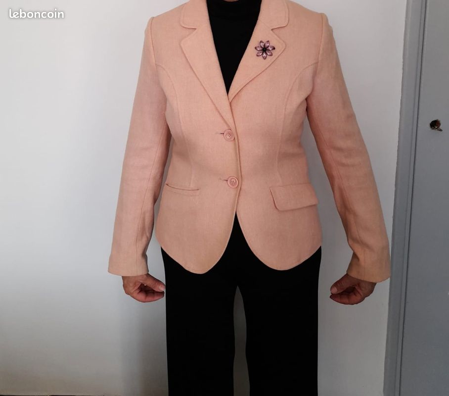 Veste classique en flanelle rose (image 1)