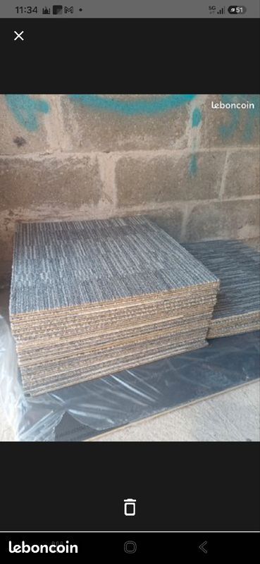 Dalles de moquettes comme neuves gris / 86 dalles de 50cm sur 50cm (image 1)