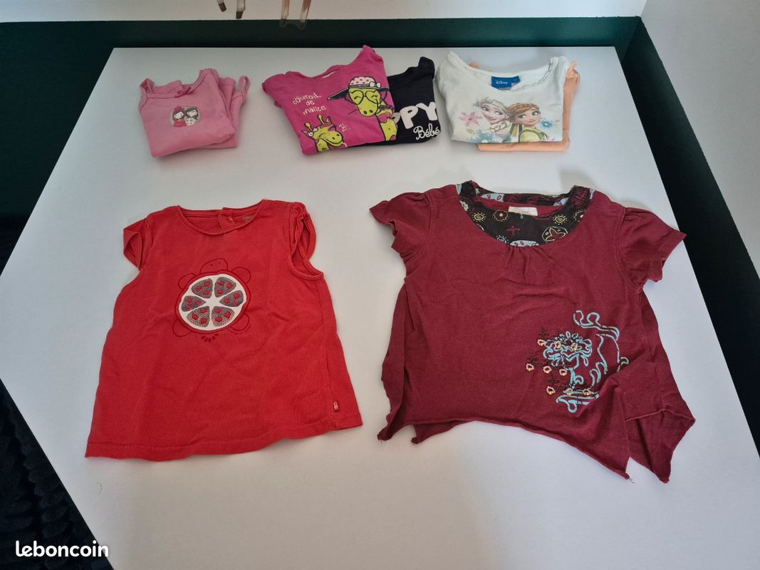 Lot 8 hauts (T-shirts & Débardeurs) - 24 mois / 2 ans (image 2)