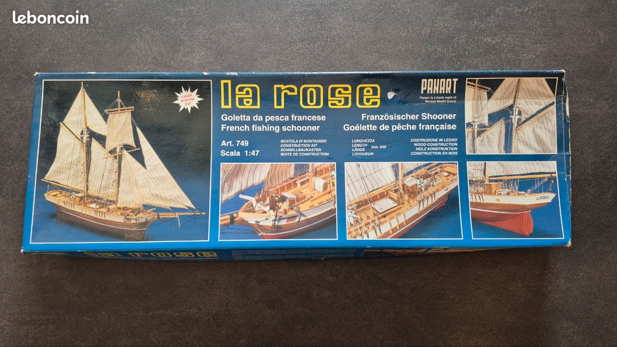 Mantua Models – Kit Bateau En Bois « La Rose » – Échelle 1:47, Goélette Française Du XIXe, Pièces Découpées Au Laser, 640 Mm