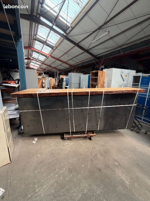 Comptoir accueil/réception, acier et bois massif (2m70) (image 3)