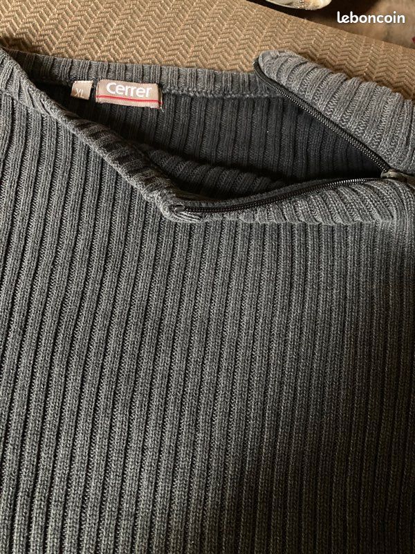 Pull coton Cerrer anthracite cotelé XL (image 2)