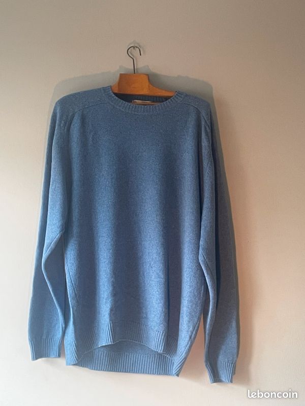 Pull à col rond en laine mérinos marine pour homme | Le Minor