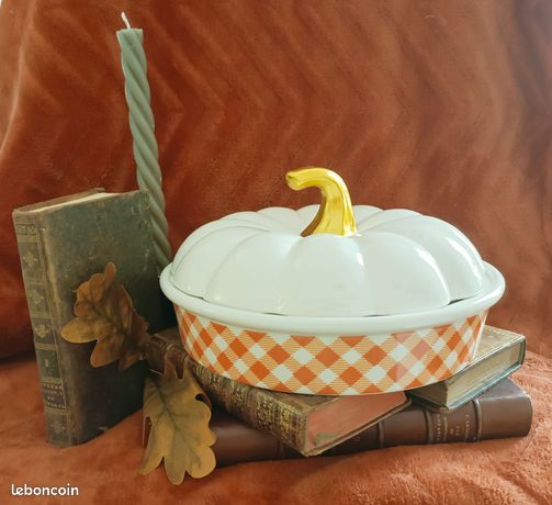 Beurrier En Forme De Citrouille Avec Couvercle – Plateau En