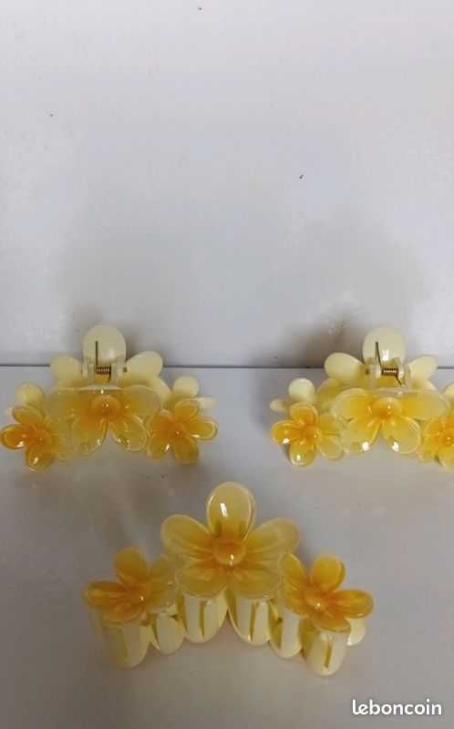 Grande pinces griffes fleurs jaunes (image 1)