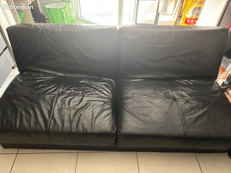 Canapé convertible cuir (image 1)