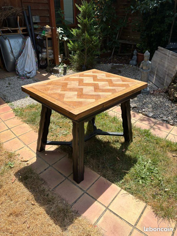 Table à manger, rectangulaire en bois, massif et marqueterie, style baroque (image 2)