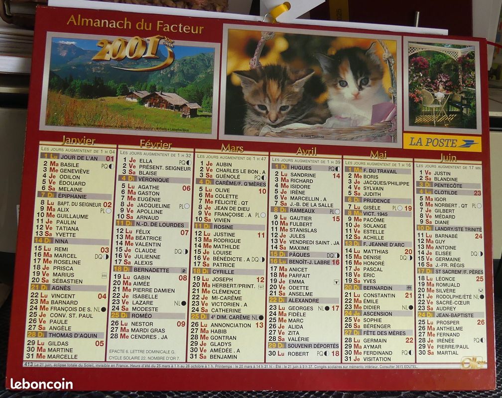 Calendrier des postes 2001 - C47 (image 1)