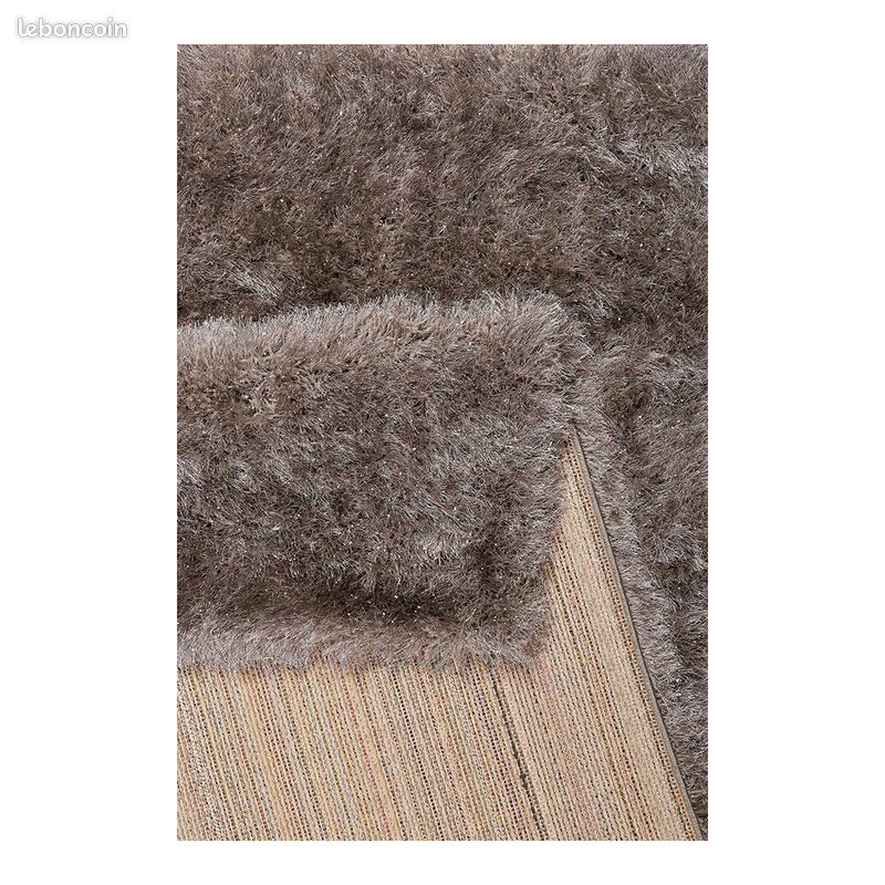 Tapis rectangle à longues mèches uni Shiny Touch Wecon Home Gris 160x225 (image 7)