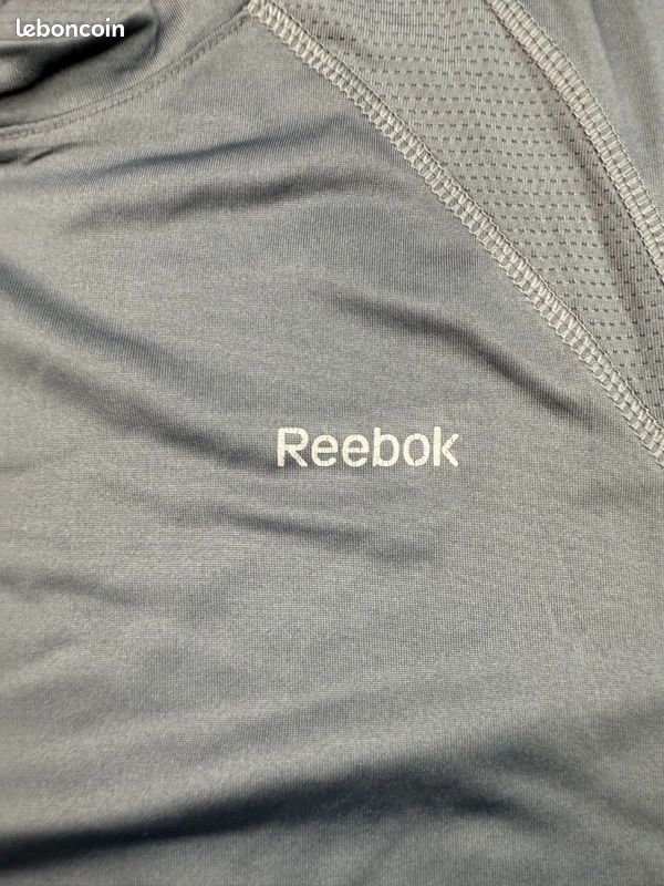 T-shirt Reebok sport respirant haut empiècements en mesh Running gris Homme Taille XL (image 4)