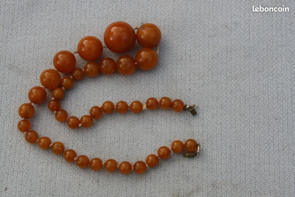 Collier Vintage En Bakélite Ambre - Bijou Ancien Orange Éclatant
