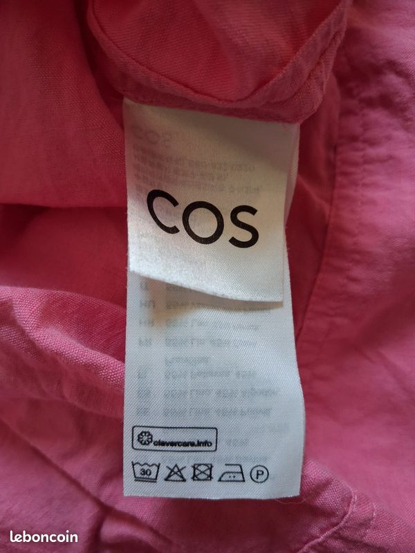 Chemisette femme COS rose en lin et coton Manches courtes Taille M (image 8)