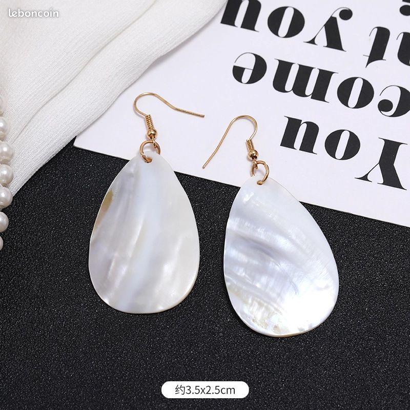 Boucles D'oreilles Longues En Nacre Élegantes Pour Femmes Style Vacances (image 1)