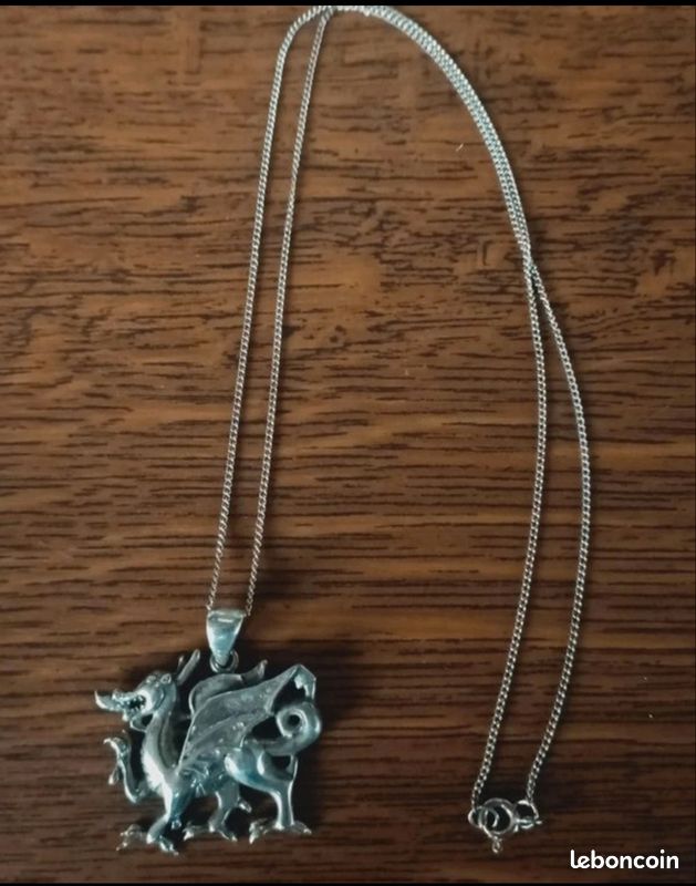 Collier pendentif chimère dragon en argent 925 (image 1)