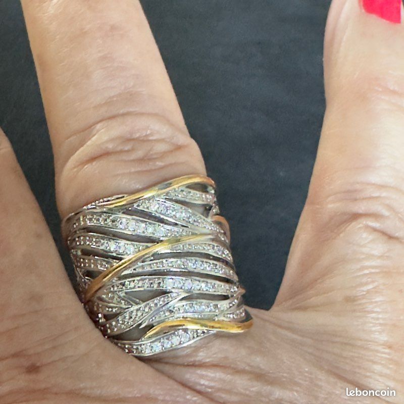 Bague imposante filet argent 925 doré – (57,5 mm) réduction