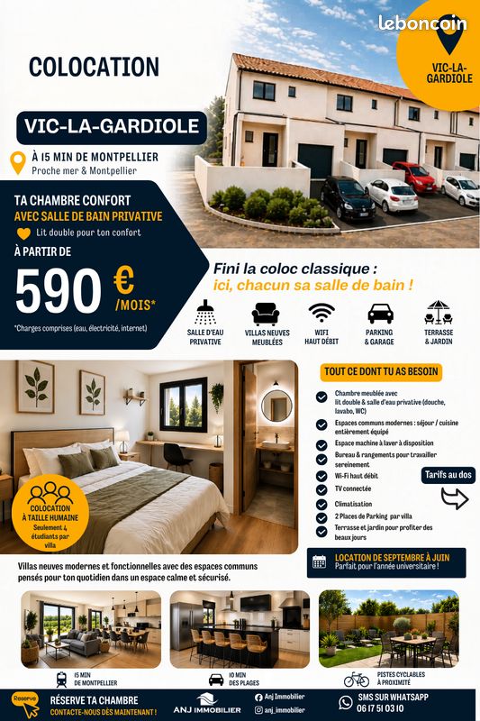 Appartement 1 pièce 14 m² · à Vic-la-Gardiole · 14 m² · 590 €