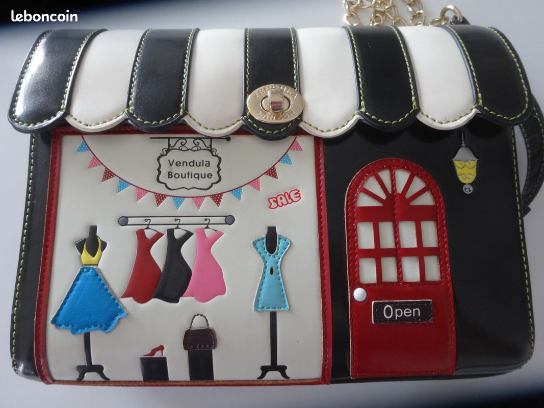 Sac à Main Vendula London LETTERS BOX - Rouge, Doré, Simili Cuir Vegan, Neuf Rare !