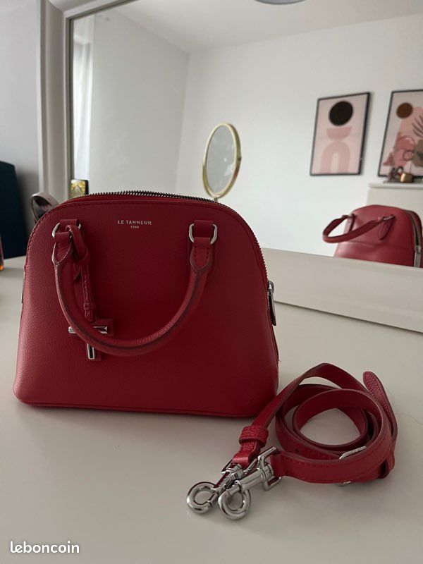 Le tanneur Petit sac à main Gisèle en cuir grainé rose rouge