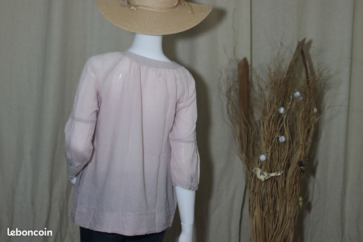 Blouse bouffante rose gris (image 6)