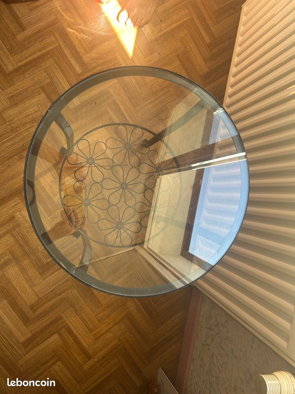 Guéridon haut verre et métal rond (image 2)