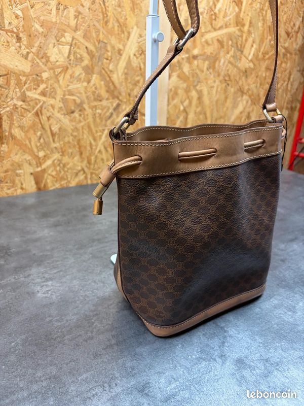Sac seau en cuir marron Céline Paris monogram vintage 90s #90s (image 3)