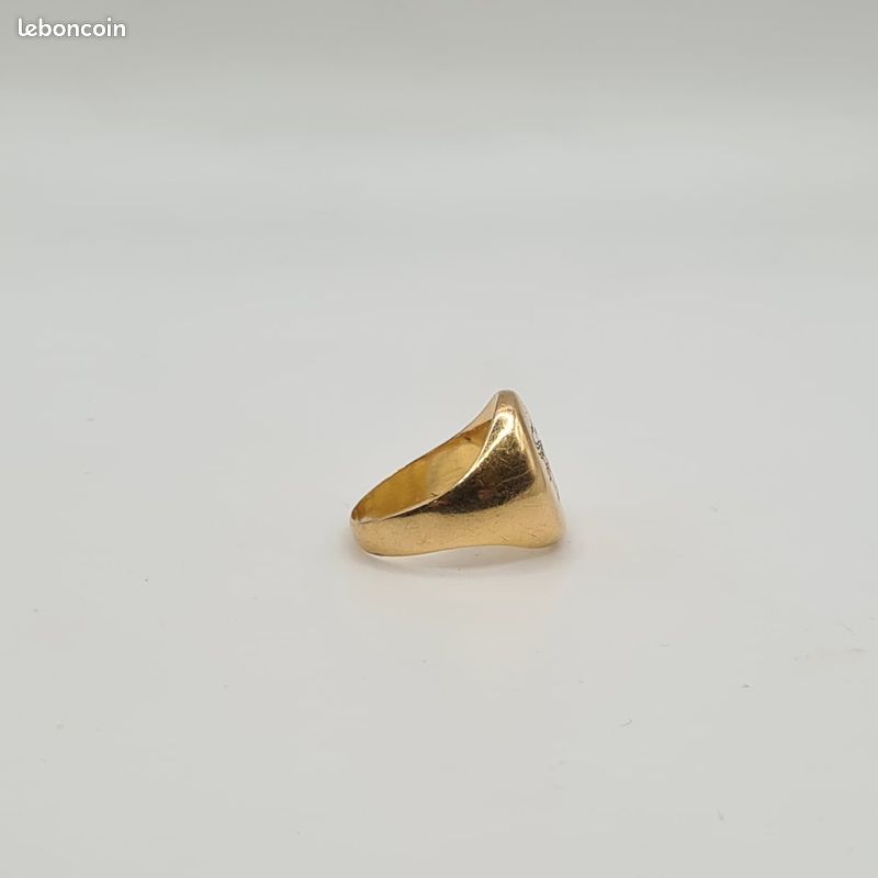 Chevalière Or Jaune 18 Carats Taille 48 - Occasion, 4.3g, Pierre Naturelle, Fabriqué En France