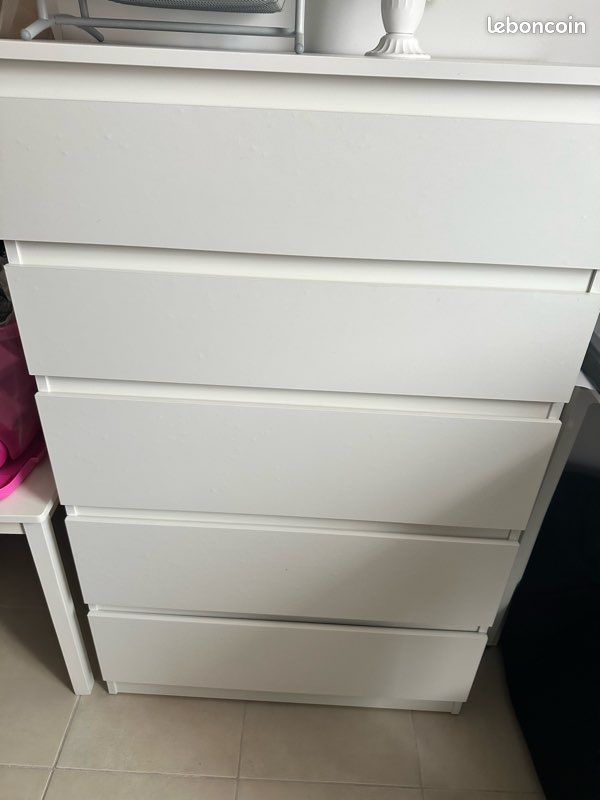 Commode 5 tiroirs blanche mate IKEA (image 2)