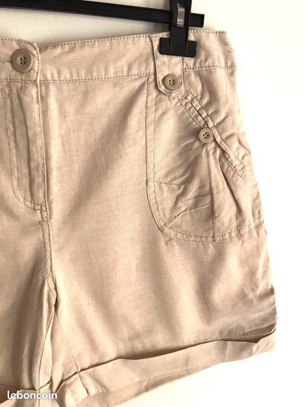 Short beige en lin et coton Tout simplement taille 40 (image 4)