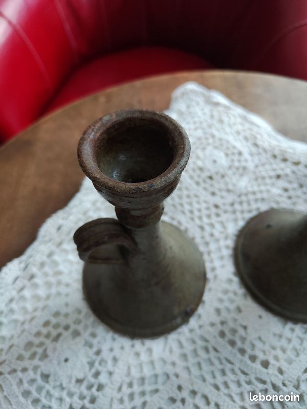 Paire de bougeoirs vintage en grès. Rare (image 5)