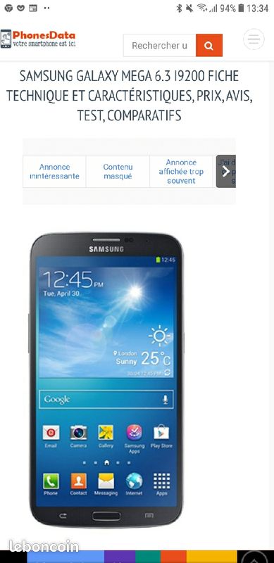 Samsung Galaxy méga noir en super état (image 2)