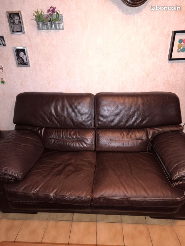 Salon cuir marron (image 1)