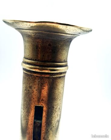 Bougeoir Ancien En Laiton - Système à Poussoir - Fin XIXème - Bon état
