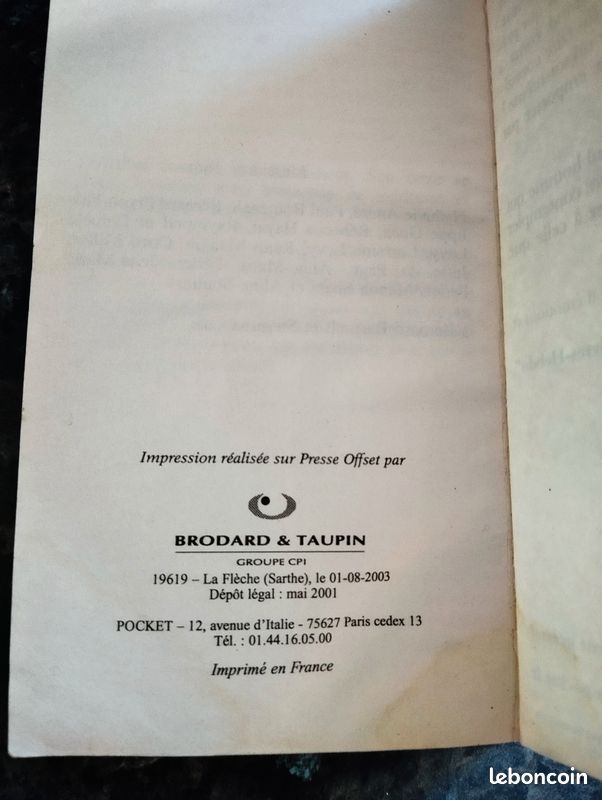 Marc Levy et si c'était vrai livre roman pocket
Un peu usé
À venir chercher ou livraison à proximité
Envoi rapide proposé
Pas de PayPal ni paylib ni paye pas
Merci (image 7)