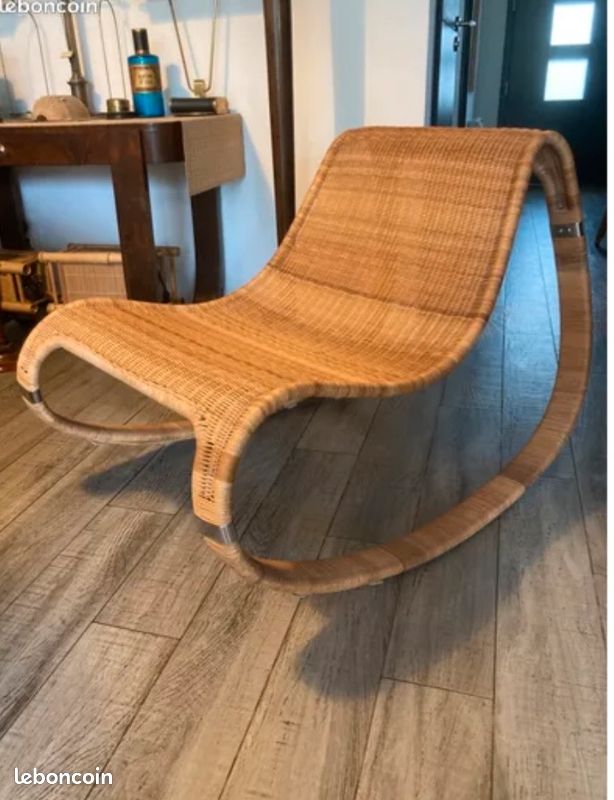 Fauteuil chaise rotin design scandinave Ikea vintage