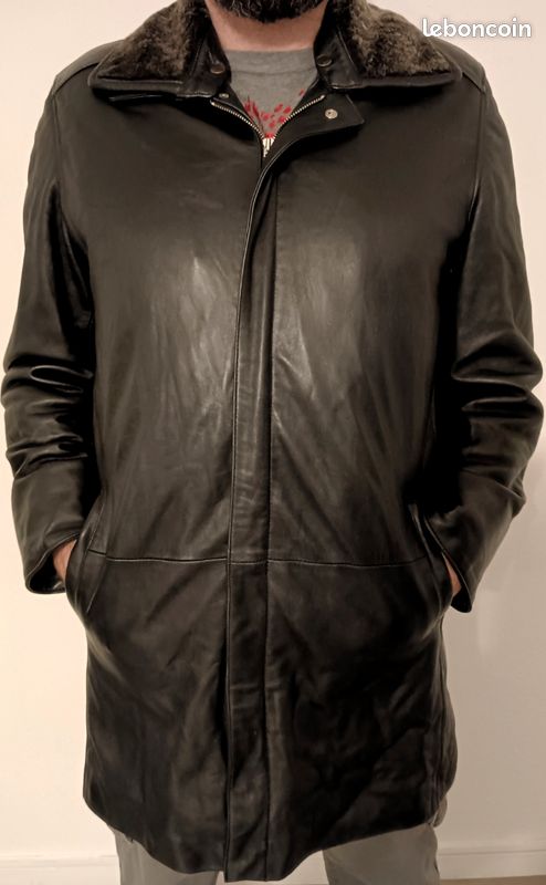 Manteau Homme Bikkembergs Noir Mix Coton/cuir - Taille 54 EUR, Très Bon état