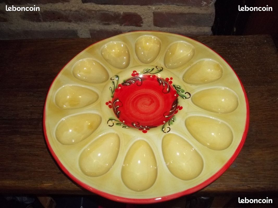 Assiette Vintage à œufs - Plateau De Service En Porcelaine Multicolore Brillant
