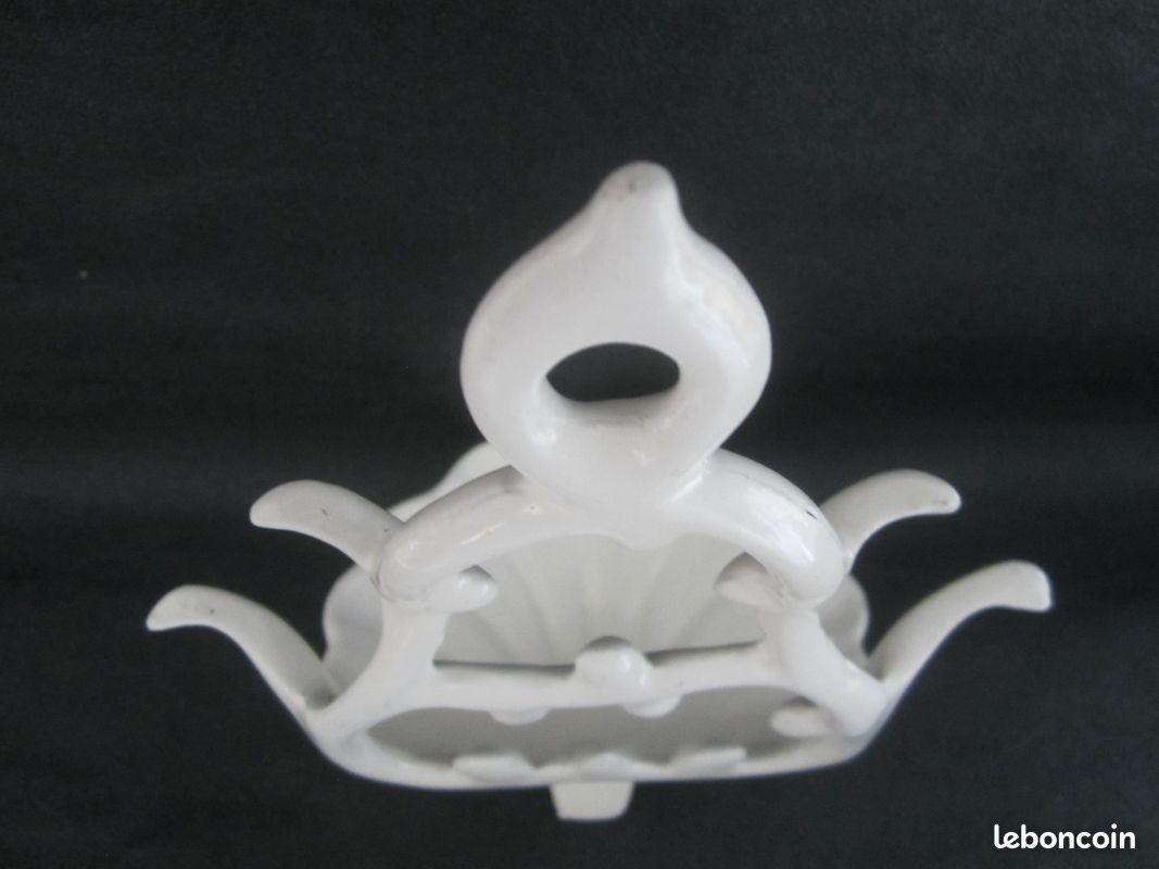 Porte-Savon En Fonte Émaillée Blanc Style Art Déco - Ancien - Pour Déco Salle De Bain