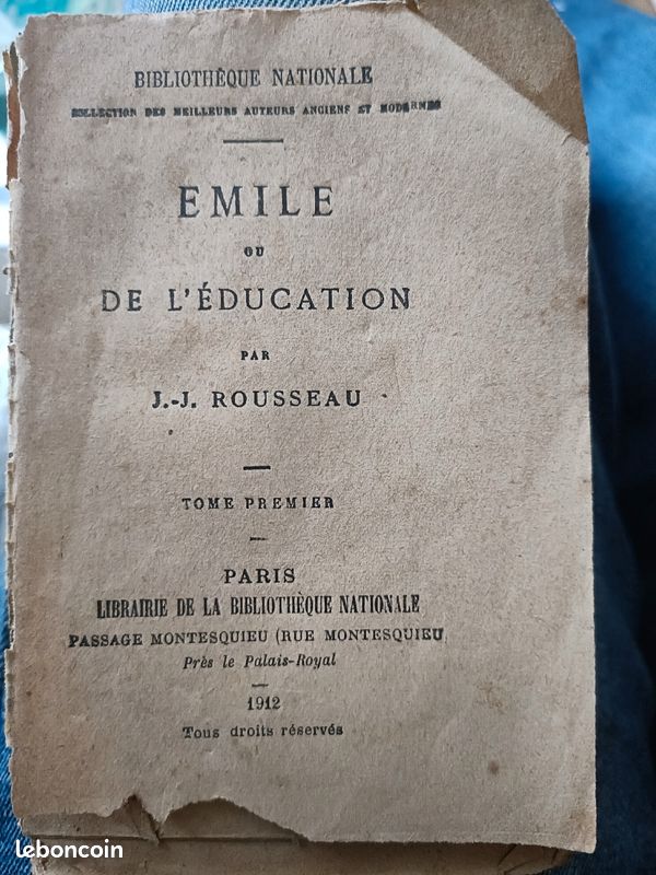 Émile ou De L'Éducation par J-J. Rousseau 1912 (image 1)